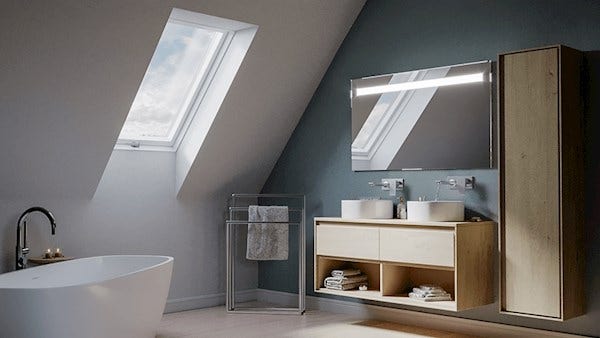 RoofLITE+ APY B1500 solid white PVC triple glazed centre pivot roof window